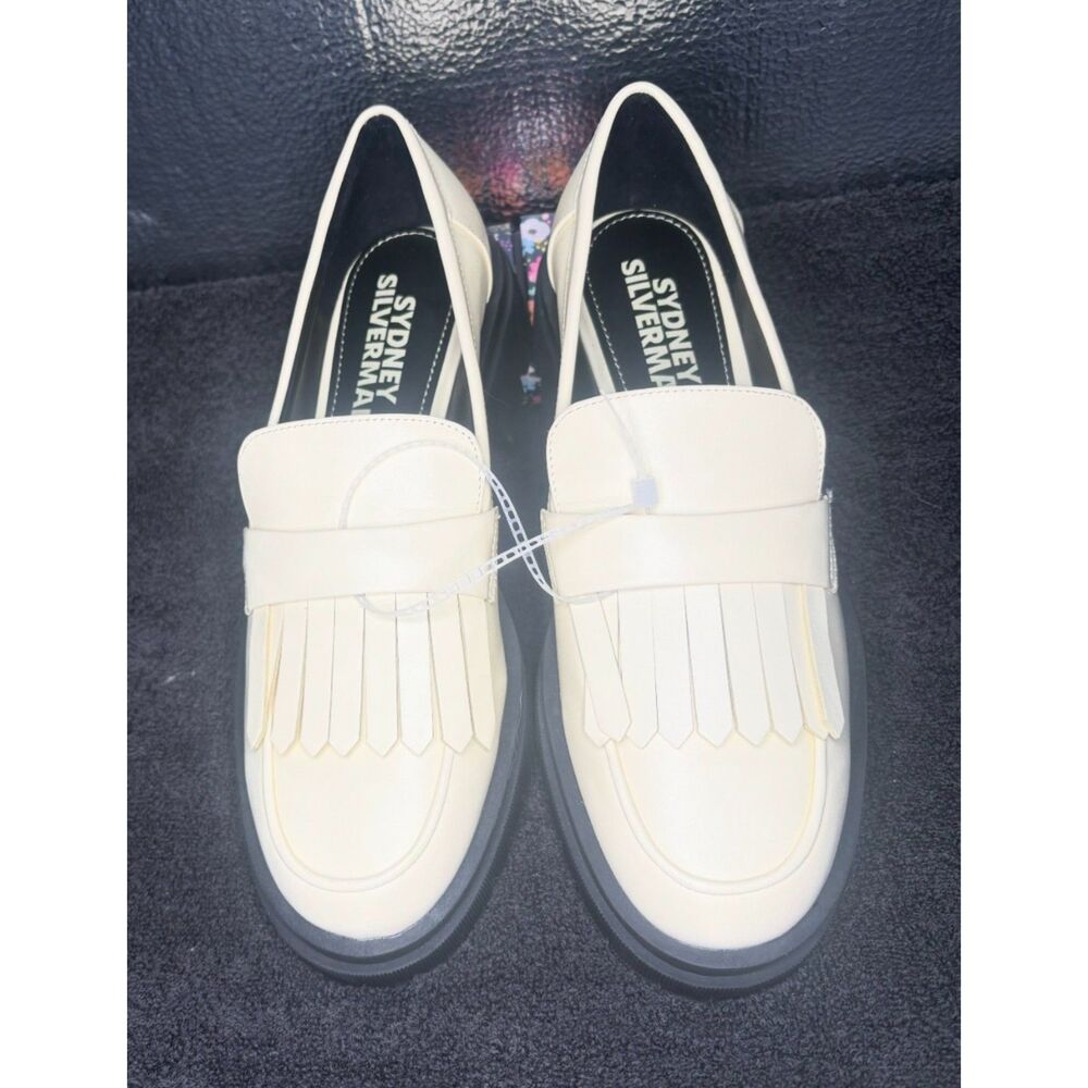 Sydney Silverman Ivory Kiltie Loafers Chunky Lug Sole Womens Size 8